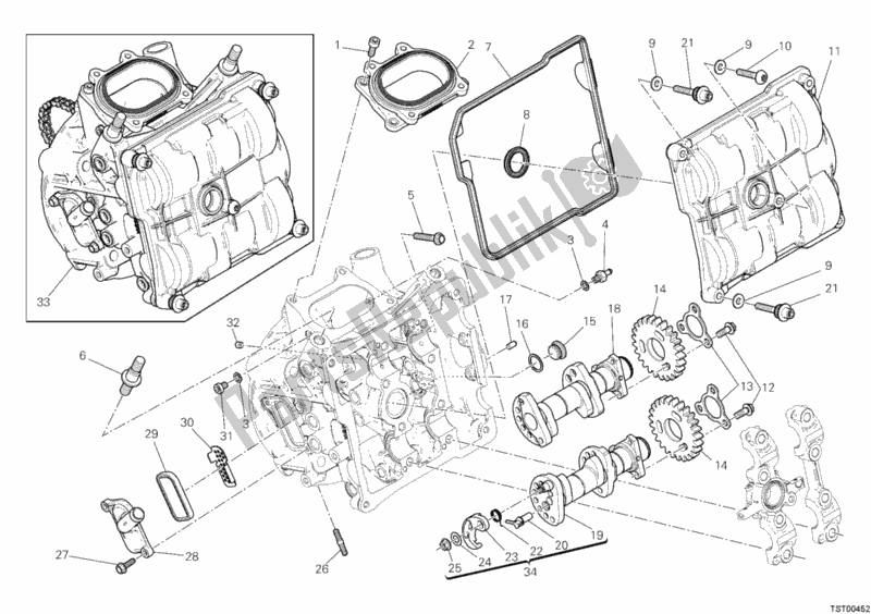 All parts for the Horizontal Head of the Ducati Superbike 1199 Panigale S Tricolore 2012